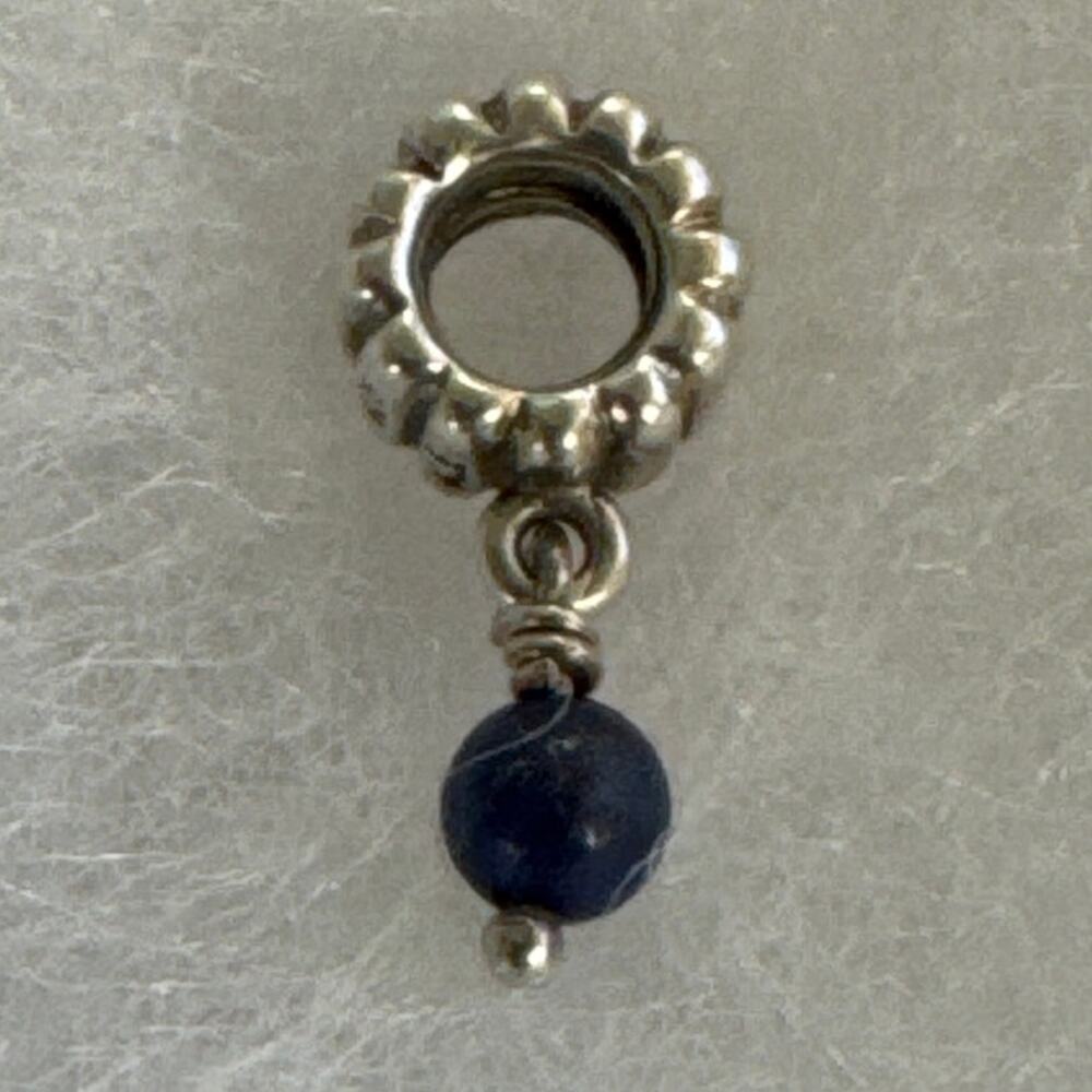 Authentic Ret. Pandora December Birthstone Dangle Charm #790166L - SS & Lapis